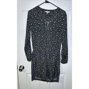 Banana Republic Women’s Long Sleeve Tie Waist Animal Print Dress Olive Size 2